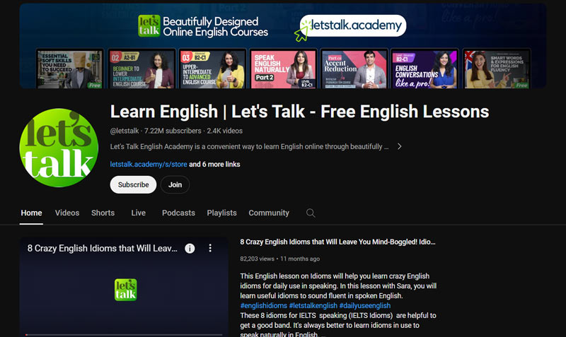 کانال-Let's-Talk-مناسب-یادگیری-زبان-انگلیسی