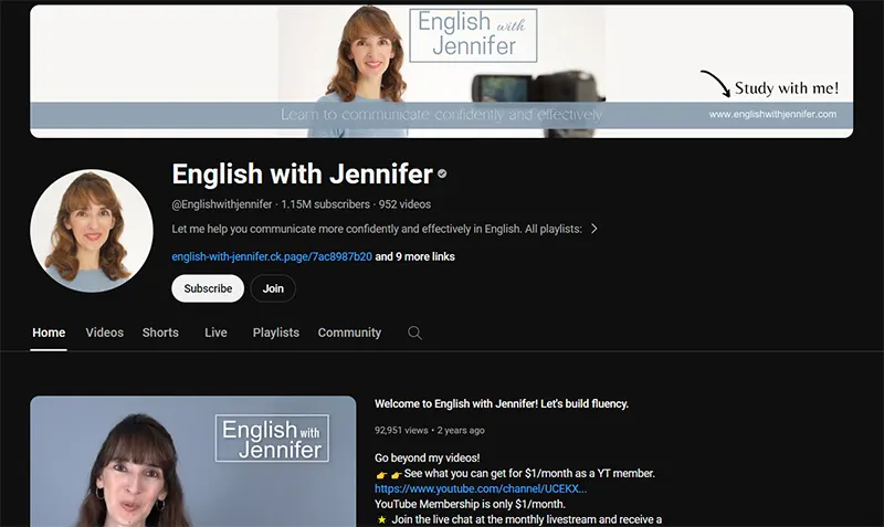 کانال یوتویوب Jennifer ESL مناسب یادگیری زبان