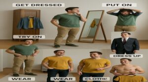 تیپ زدن و افعال مختلف لباس پوشیدن در زبان انگلیسی 1